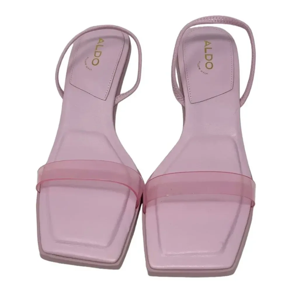 Aldo Deca Pink Square Toe Two Band Heeled Sandal Size 7.5 NWT $85 MSRP - Picture 2 of 7